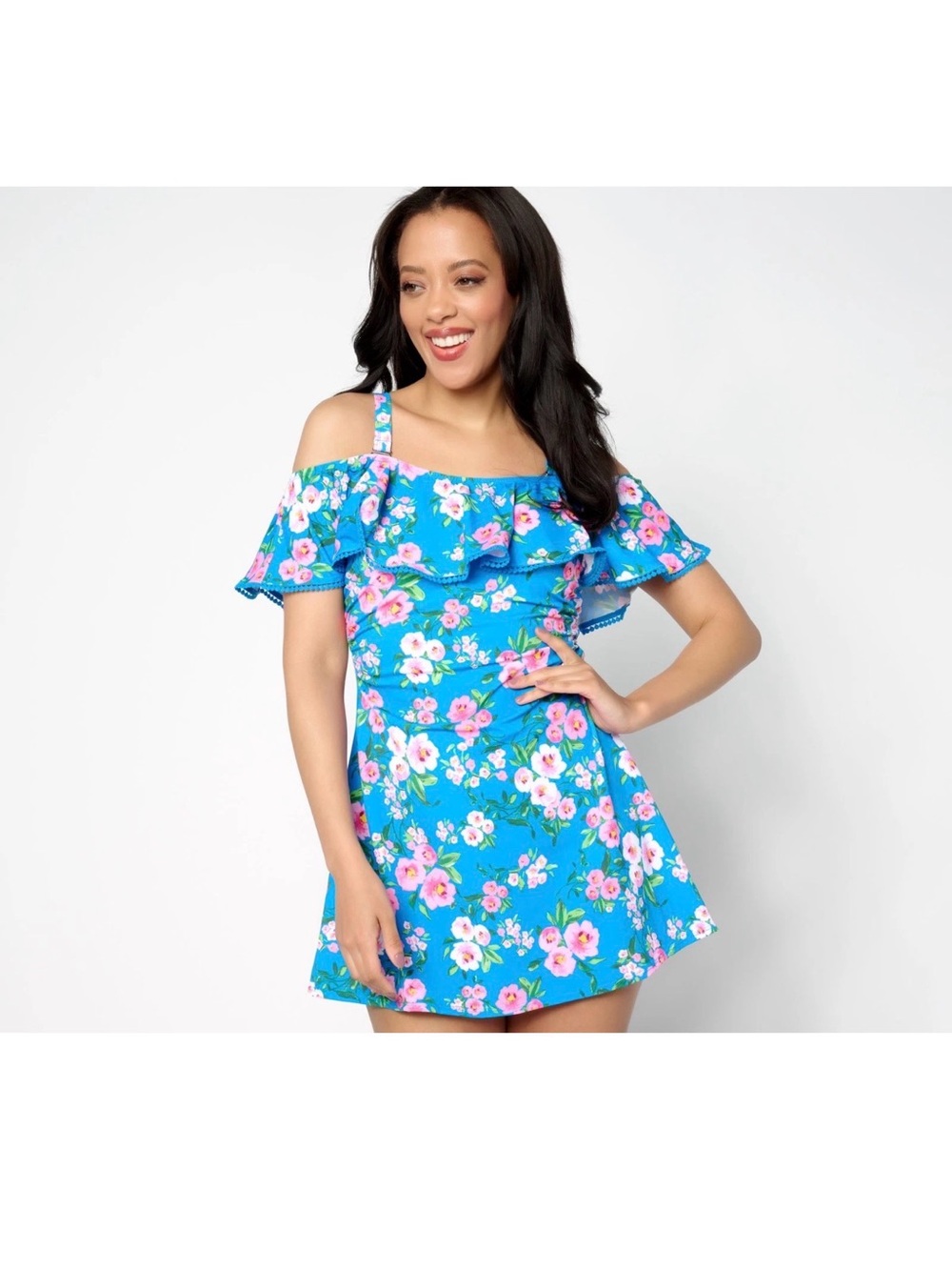 Isaac Mizrahi Live! Bridgehampton Swim Dress Brief Festive Floral 14 New